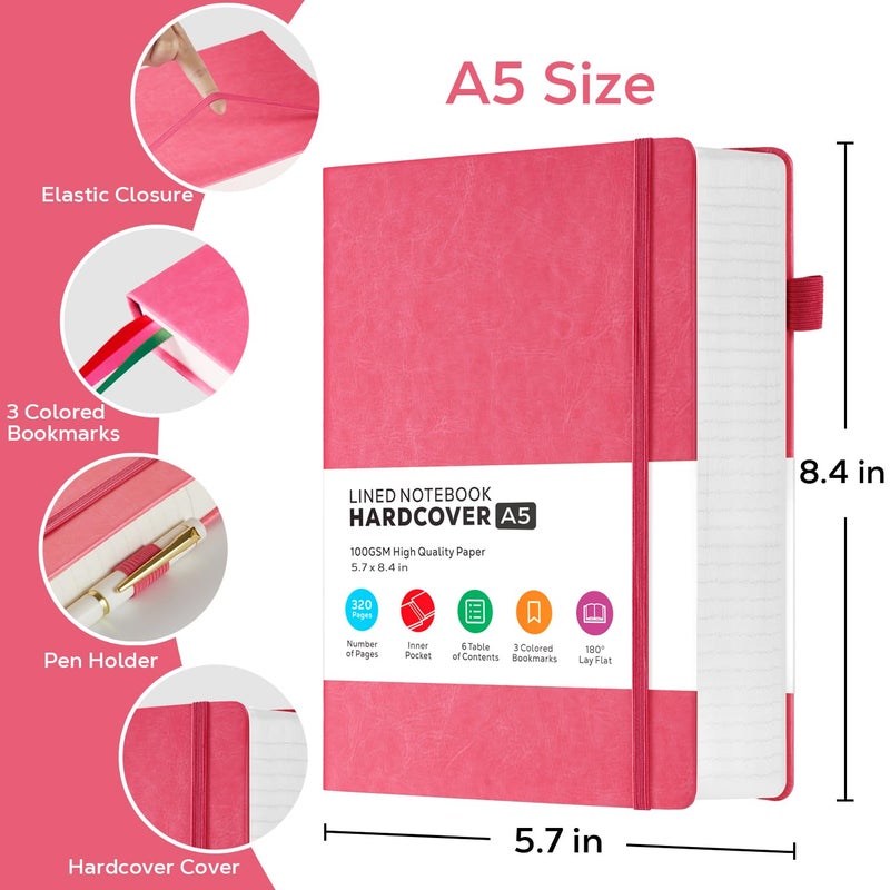 FOCUS DAY Lined Journal Notebook for Women/Men Writing Work  320 Pages Hardcover Pink Leather Daily Diary Journals Note book College Ruled for Note Taking  A5 (5.7'' X 8.4'') - Image 2